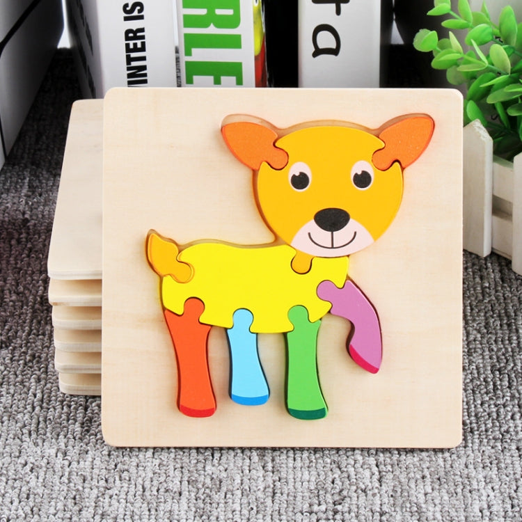 5 PCS Wooden Cartoon Animal Puzzle Early Education Small Jigsaw Puzzle Building Block Toy For Children