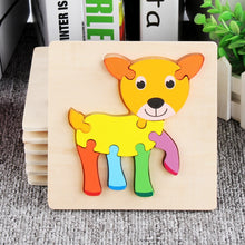 Load image into Gallery viewer, 5 PCS Wooden Cartoon Animal Puzzle Early Education Small Jigsaw Puzzle Building Block Toy For Children