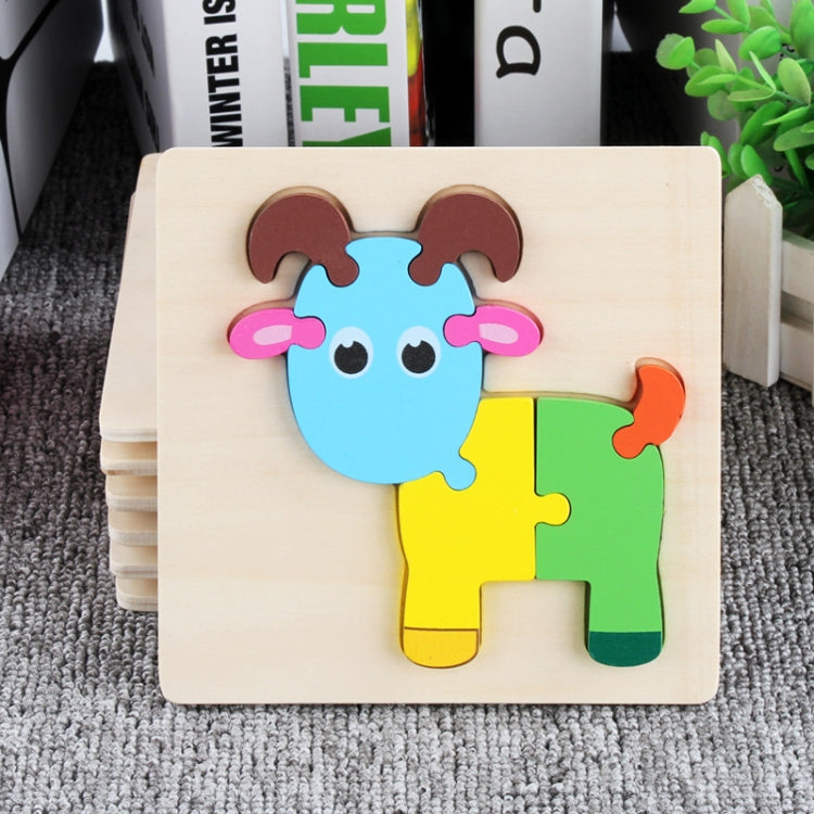 5 PCS Wooden Cartoon Animal Puzzle Early Education Small Jigsaw Puzzle Building Block Toy For Children