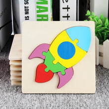 Load image into Gallery viewer, 5 PCS Wooden Cartoon Animal Puzzle Early Education Small Jigsaw Puzzle Building Block Toy For Children