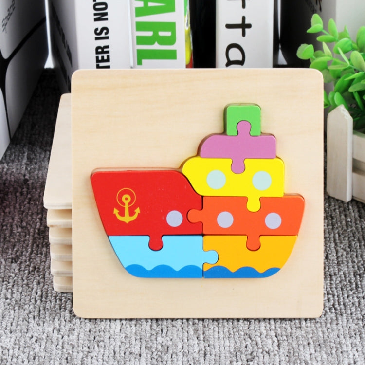 5 PCS Wooden Cartoon Animal Puzzle Early Education Small Jigsaw Puzzle Building Block Toy For Children