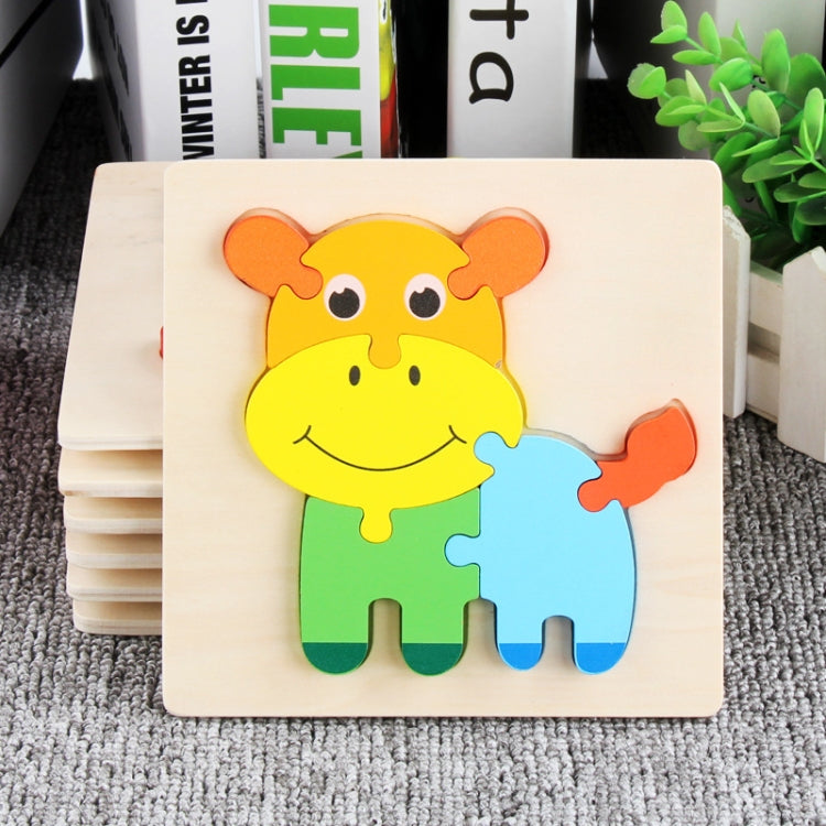 5 PCS Wooden Cartoon Animal Puzzle Early Education Small Jigsaw Puzzle Building Block Toy For Children