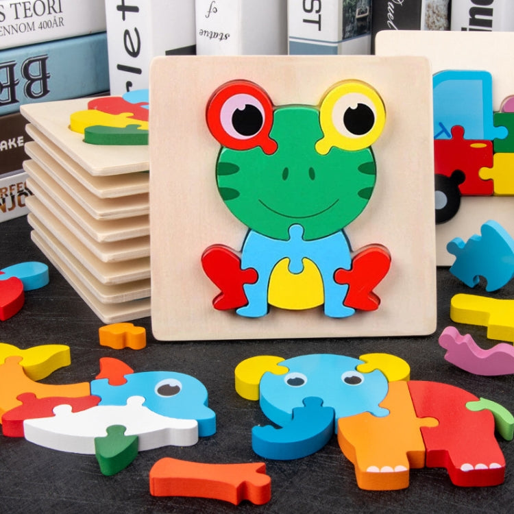 5 PCS Wooden Cartoon Animal Puzzle Early Education Small Jigsaw Puzzle Building Block Toy For Children