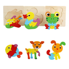 Load image into Gallery viewer, 5 PCS Wooden Cartoon Animal Puzzle Early Education Small Jigsaw Puzzle Building Block Toy For Children