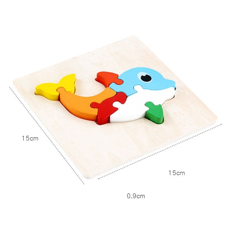 5 PCS Wooden Cartoon Animal Puzzle Early Education Small Jigsaw Puzzle Building Block Toy For Children