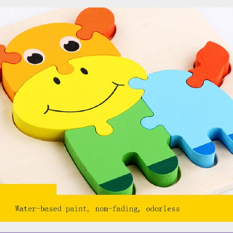 5 PCS Wooden Cartoon Animal Puzzle Early Education Small Jigsaw Puzzle Building Block Toy For Children