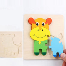 Load image into Gallery viewer, 5 PCS Wooden Cartoon Animal Puzzle Early Education Small Jigsaw Puzzle Building Block Toy For Children
