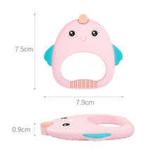 Load image into Gallery viewer, MJYJ019 Silicone Baby Teether Children Molar Stick Toy, Pink, Blue, Orange, Small Fish-Blue, Small Fish-Pink, Small Fish-Green, Fox-Blue, Fox-Pink, Fox-Green, Monkey-Pink, Monkey-Orange, Monkey-Coffee, Kitten-Coffee, Kitten-Blue, Kitten-Pink