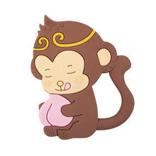 Load image into Gallery viewer, MJYJ019 Silicone Baby Teether Children Molar Stick Toy, Pink, Blue, Orange, Small Fish-Blue, Small Fish-Pink, Small Fish-Green, Fox-Blue, Fox-Pink, Fox-Green, Monkey-Pink, Monkey-Orange, Monkey-Coffee, Kitten-Coffee, Kitten-Blue, Kitten-Pink