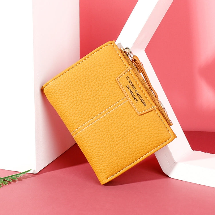 928666 Multi-Card Keychain Coin Purse Short Ladies Wallet, Yellow, Red, Blue, Brown, Black