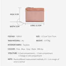 Load image into Gallery viewer, 928010 Frosted All-Match Coin Purse Multi-Card Buckle Short Zipper Women Wallet, Gray, Pink, Blue, Milk Tea Color, Black