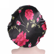 Load image into Gallery viewer, 2 PCS Women Satin Night Sleep Cap Hair Bonnet Hat Silk Head Cover Wide Elastic Band