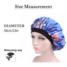 Load image into Gallery viewer, 2 PCS Women Satin Night Sleep Cap Hair Bonnet Hat Silk Head Cover Wide Elastic Band