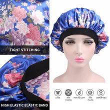 Load image into Gallery viewer, 2 PCS Women Satin Night Sleep Cap Hair Bonnet Hat Silk Head Cover Wide Elastic Band