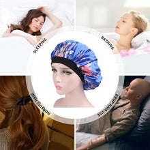 Load image into Gallery viewer, 2 PCS Women Satin Night Sleep Cap Hair Bonnet Hat Silk Head Cover Wide Elastic Band