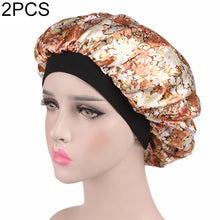 Load image into Gallery viewer, 2 PCS Women Satin Night Sleep Cap Hair Bonnet Hat Silk Head Cover Wide Elastic Band