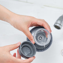 Load image into Gallery viewer, Multifunctional Push-Type Cleaning Brush Kitchen Detergent Automatic Liquid Addition Dishwashing Brush, Steel Ball Pot Brush, PET Pot Brush