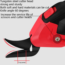Load image into Gallery viewer, YOURTOOLS Y4005 12W Tungsten Steel Electric Scissors Clothing Leather Carpet Trimming Scissors, 1500mAh (Red), 2500mAh  (Gray), US Plug (Gray), EU Plug (Gray)