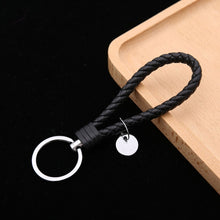 Load image into Gallery viewer, Woven Leather Cord Keychain Car Pendant Leather Key Ring, Baotou With Small Round Piece