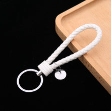 Load image into Gallery viewer, Woven Leather Cord Keychain Car Pendant Leather Key Ring, Baotou With Small Round Piece