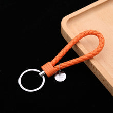 Load image into Gallery viewer, Woven Leather Cord Keychain Car Pendant Leather Key Ring, Baotou With Small Round Piece