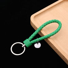 Load image into Gallery viewer, Woven Leather Cord Keychain Car Pendant Leather Key Ring, Baotou With Small Round Piece
