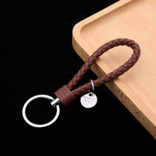 Load image into Gallery viewer, Woven Leather Cord Keychain Car Pendant Leather Key Ring, Baotou With Small Round Piece