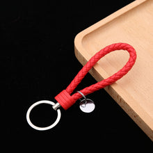 Load image into Gallery viewer, Woven Leather Cord Keychain Car Pendant Leather Key Ring, Baotou With Small Round Piece
