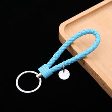 Load image into Gallery viewer, Woven Leather Cord Keychain Car Pendant Leather Key Ring, Baotou With Small Round Piece