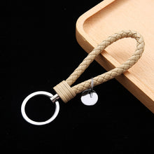 Load image into Gallery viewer, Woven Leather Cord Keychain Car Pendant Leather Key Ring, Baotou With Small Round Piece