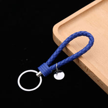 Load image into Gallery viewer, Woven Leather Cord Keychain Car Pendant Leather Key Ring, Baotou With Small Round Piece