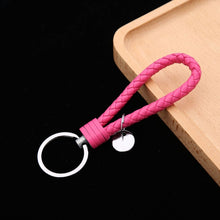 Load image into Gallery viewer, Woven Leather Cord Keychain Car Pendant Leather Key Ring, Baotou With Small Round Piece