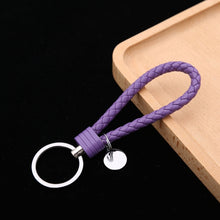Load image into Gallery viewer, Woven Leather Cord Keychain Car Pendant Leather Key Ring, Baotou With Small Round Piece
