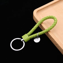Load image into Gallery viewer, Woven Leather Cord Keychain Car Pendant Leather Key Ring, Baotou With Small Round Piece
