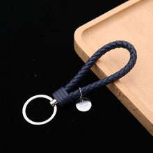 Load image into Gallery viewer, Woven Leather Cord Keychain Car Pendant Leather Key Ring, Baotou With Small Round Piece