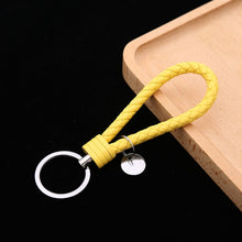 Load image into Gallery viewer, Woven Leather Cord Keychain Car Pendant Leather Key Ring, Baotou With Small Round Piece