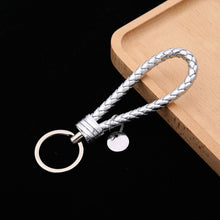Load image into Gallery viewer, Woven Leather Cord Keychain Car Pendant Leather Key Ring, Baotou With Small Round Piece