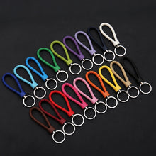 Load image into Gallery viewer, Woven Leather Cord Keychain Car Pendant Leather Key Ring, Baotou With Small Round Piece