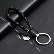 Load image into Gallery viewer, Woven Leather Cord Keychain Car Pendant Leather Key Ring, Baotou With Small Round Piece