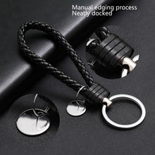 Load image into Gallery viewer, Woven Leather Cord Keychain Car Pendant Leather Key Ring, Baotou With Small Round Piece