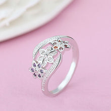 Load image into Gallery viewer, Tricolor Flower Fashion Color Tail Diamond Ring