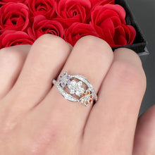 Load image into Gallery viewer, Tricolor Flower Fashion Color Tail Diamond Ring