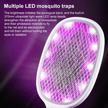Load image into Gallery viewer, Electrical Mosquito Swatter Mosquito Killer Two-In-One USB Rechargeable Household Electrical Mosquito Swatter, LEDx3  Gray (Handle Charging), LEDx3 Blue (handle charging), LEDx6 Gray (Base Charging), LEDx6 Purple (Base Charging)                        ...