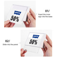 Load image into Gallery viewer, Acrylic Triangle Price Tag Student Desk Seat Board (White), 7.4x5.3cm (White), 7.4x10.5cm (White), 7.4x5.3cm (Black), 7.4x10.5cm (Black)