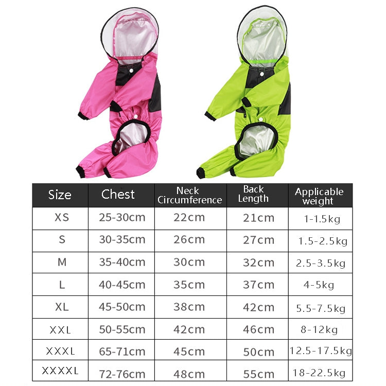 Seasons Universal Raincoat For Dogs Four-Legged Clothing Transparent PU Waterproof Clothing, S, M, L, XXXL, XXXXL
