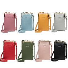 Load image into Gallery viewer, H2107 Ladies Mobile Phone Bag Shoulder Messenger Bag Pebbled Zipper Wallet, Yellow, Red, Green, Black, Pink, Light Blue, Shallow Purple, Gray