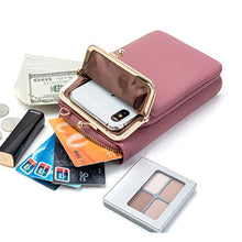 Load image into Gallery viewer, H2107 Ladies Mobile Phone Bag Shoulder Messenger Bag Pebbled Zipper Wallet, Yellow, Red, Green, Black, Pink, Light Blue, Shallow Purple, Gray