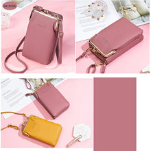 Load image into Gallery viewer, H2107 Ladies Mobile Phone Bag Shoulder Messenger Bag Pebbled Zipper Wallet, Yellow, Red, Green, Black, Pink, Light Blue, Shallow Purple, Gray