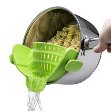 Load image into Gallery viewer, Wide Mouth Silicone Drainer Pot Side Drain To Block Fruit Noodle Strainer, Green, Red, Dark Gray, Black, Purple, Orange