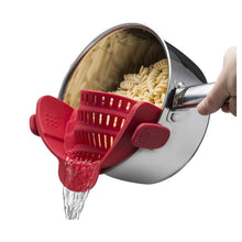 Load image into Gallery viewer, Wide Mouth Silicone Drainer Pot Side Drain To Block Fruit Noodle Strainer, Green, Red, Dark Gray, Black, Purple, Orange